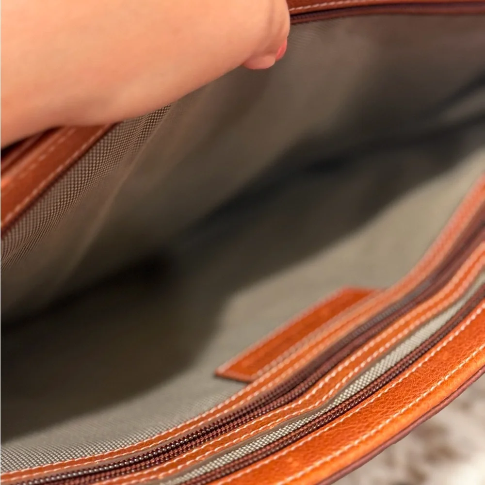 Johnston & Murphy Tan Leather Laptop Bag